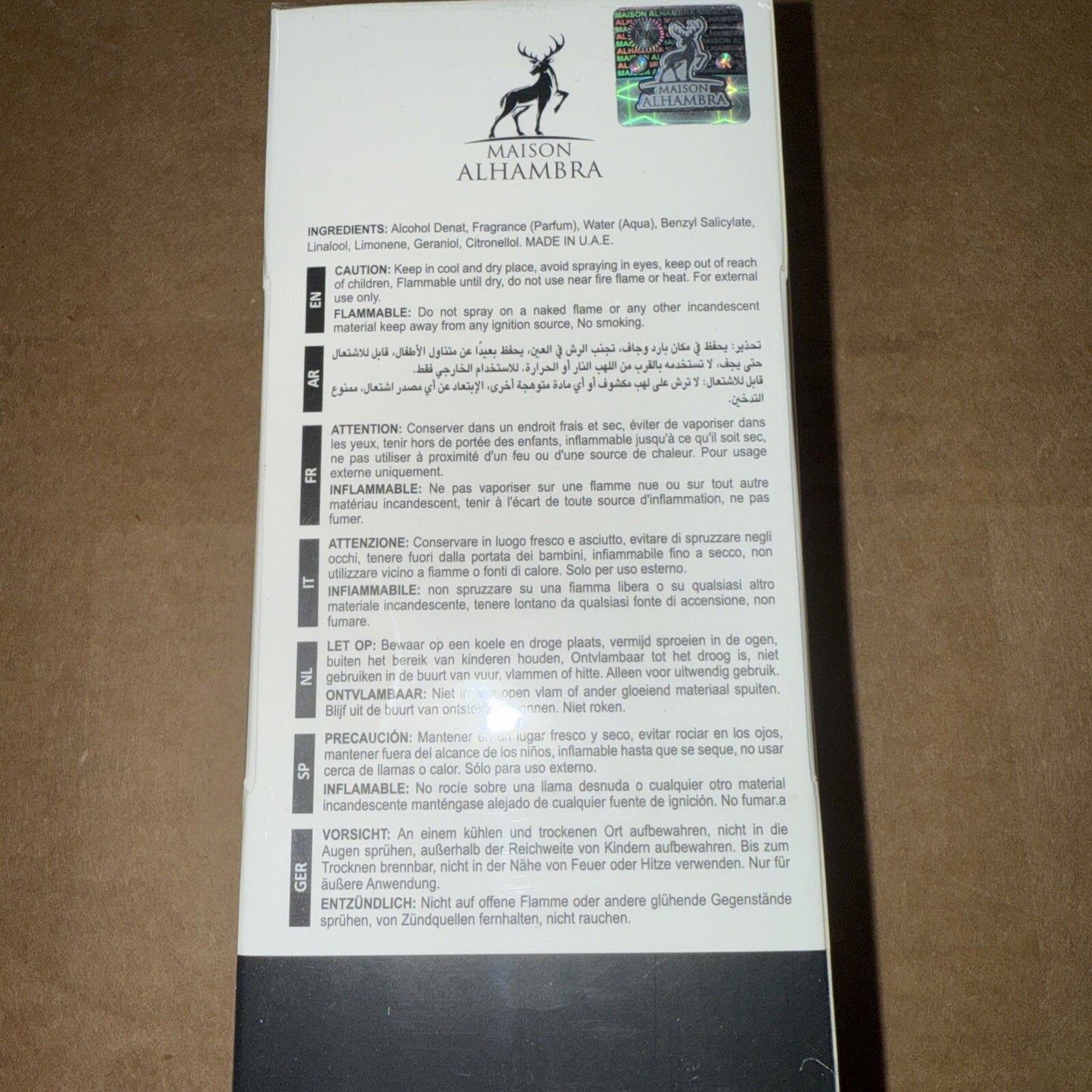 Jean Lowe Noir by Maison Alhambra for unisex EDP 3.3 / 3.4 oz New in Box