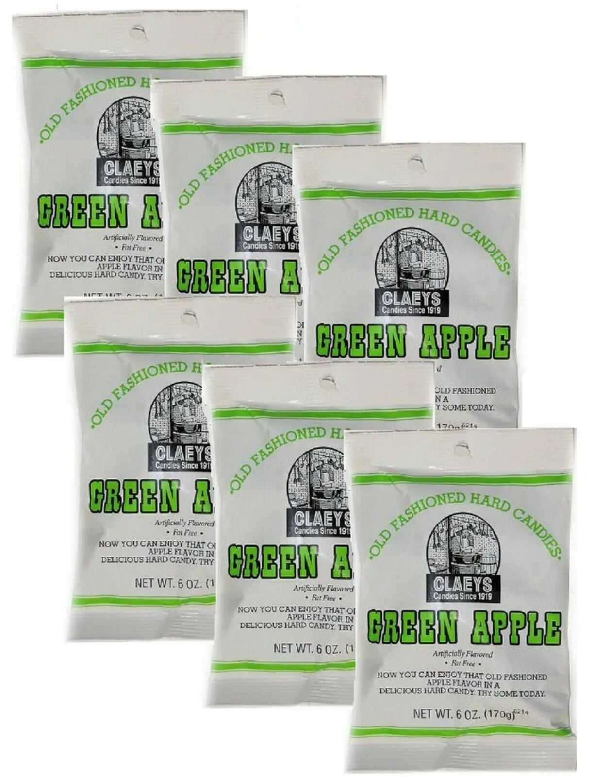Claey's Old Fashioned Hard Candy, Green Apple [6-Bags] Ships Fast Fresh 1/2026