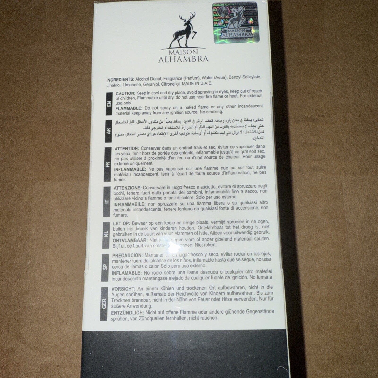 Jean Lowe Noir by Maison Alhambra for unisex EDP 3.3 / 3.4 oz New in Box