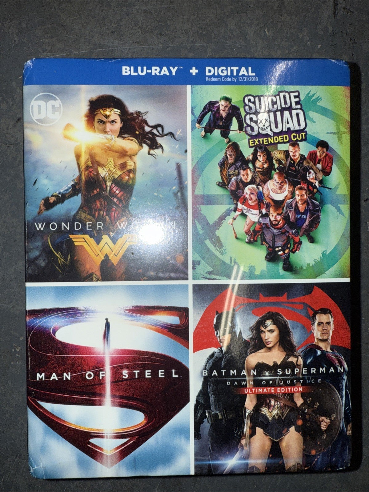 DC 4 Films Blu-ray Set Wonder Woman,Suicide Squad,Batman V Superman,Man of Steel