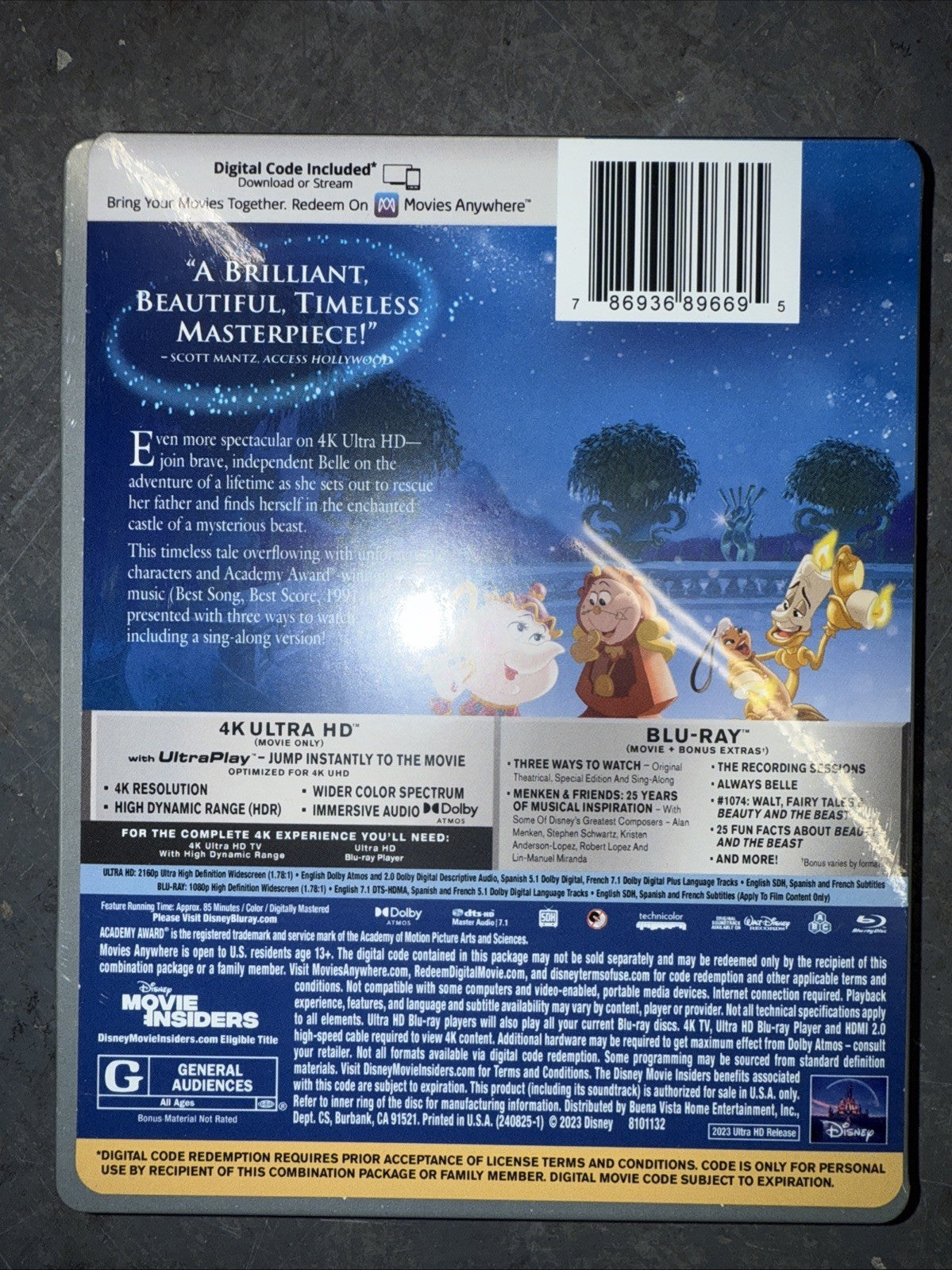 Beauty and the Beast Disney 100 4K Steelbook BRAND NEW SEALED OOP Ultra HD Belle